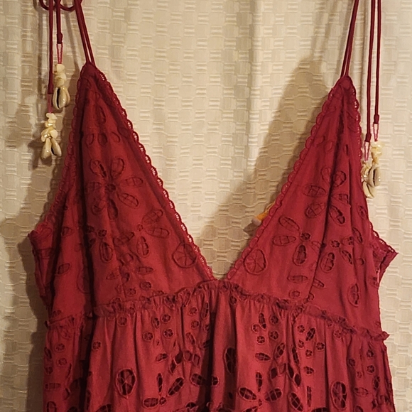 Deep Pink Lace Mini Dress Luxury Rare Coastal Cowgirl Embroidered - Picture 2 of 5